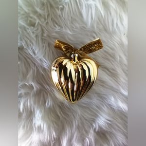 Valerie Parr Gold Glass  Glitter Ribbon Ornament